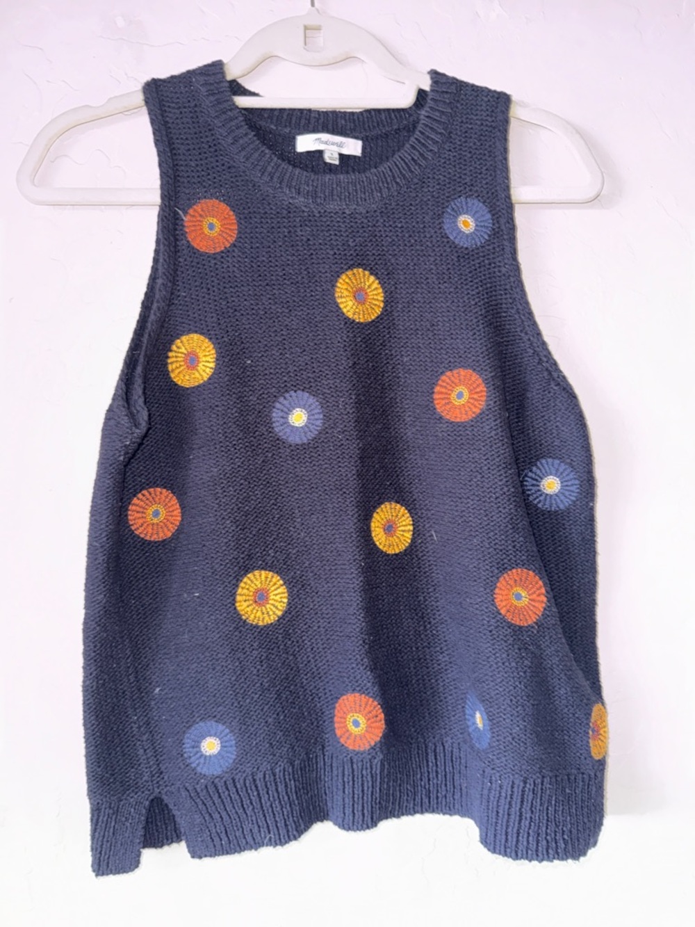 Madewell 100% cotton embroidered floral sweater vest or sleeveless sweater